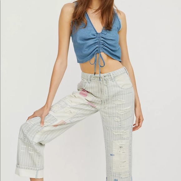 ANTHRO RAILROAD UTILITY PATCHWORK JEANS (28) - Picture 5 of 17